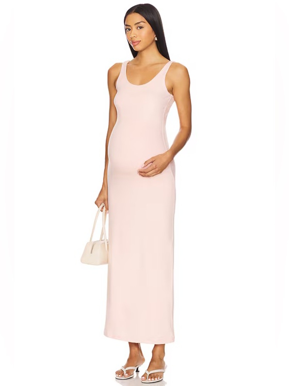 Bumpsuit Maternity The Ella Midi Maxi Dress Light Pink Scoop Neck Size Medium